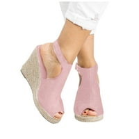 Klinovi sandale za žene, otvorene nožne cipele s visokim potpeticama sandale za spuštanje ležernih kaiševa