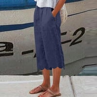 Capri pantalone za žene Dressy Casual Pamuk posteljina Cargo Capris Pješačke hlače Lagana Brza suha