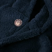 Muški kardigan kaput opušteno fit dugih rukava gumb u boji s kapuljačom kapuljače jesen i zimski topli