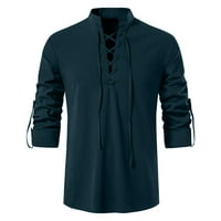 Muškarci Solid stalak za vrat Top košulja Labavi dugi rukavi Top Majice Laning Fashion Elegant bluza