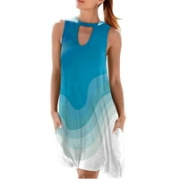 FIT & FLARE haljina za ženske okrugle dekoltele za rubu ljetne plaže sa elegantnim džepom izreze mini