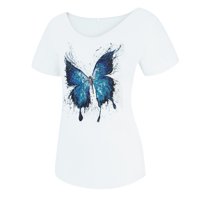 UUBLIK Women Ljeto vrhovi labavi leptir mekani kauzalni majica kratkih rukava Top bluza