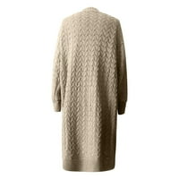 Guvpev Womens Boho Patchwork kardigan dugačak džemper otvoren prednji pleteni džemperi - kafa l