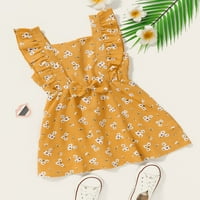 5T Little Girls odjeću godina djevojke Ljetne haljine bez rukava cvijeće cvjetna haljina žuta haljina