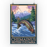Chemainus, BC - Angler Fly Record Scene - Lantern Press Originalni poster
