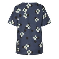 Majice OAVQHLG3B za žene Ljeto casual casual okrugli bluza za vrat kratki rukav Ispis labavih majica