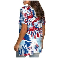 Ženski ljetni vrhovi Ležerni modni kratki rukav V rect majica na majicama prevelika američka zastava