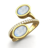 Sterling srebrni zlatni Vermeil 2. CTS ovalni oblik Moonstone Dual Stone Boho vjenčani ženski prsten