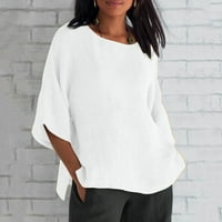 Ženska pamučna majica s rukavima Ljeto TOP COLL Color Crew Crt Majica Vintage Plus size Majica Casual