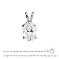Ovalni dijamant pasijans privjesak ogrlica 14k bijelo zlato Gia certificirano