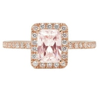 1.86ct smaragdni rez ružičasti simulirani dijamant 18k ružičasti ružičasti zlato graviranje godišnjica