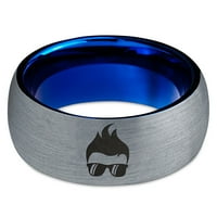 Tungsten Cool momak nerd naočale geek dlake band prsten za muškarce žene udobnost FIT plava kupola brušena