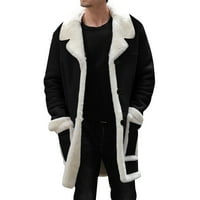 Muška jakna plus veličina zimski kaput rever ovratnik dugih rukava podstavljena koža vintage zgušnjava