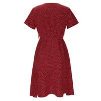 Paptzroi ženska haljina Ljetna haljina V izrez Solid Boja polka tačka za ispis kratkih rukava čipka