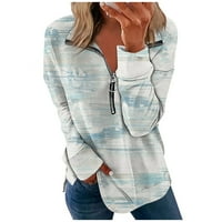 Dukseri za žene Ženski kauzalni zip pulover dugih rukava ovratnik dukseri gradijent Ispis Active odjeća