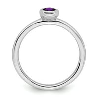Sterling srebrni izrazi za slaganje ovalni ametist prsten - veličine 7