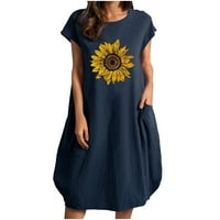Ljetne haljine za prodaju za žene za žene s kratkim rukavima za tisak cvjetnog uzorka Okrugli izrez