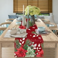 Božićni crveni poinsettia cvijeće posteljina za trkače za trkače Ormari za kućni dekor za pranje stola