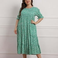 Gotyou haljine Ženska moda Plus size Ležerne prilike kratkog rukava od tiskane kratkih rukava zelena
