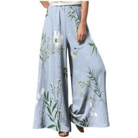 Široke pantalone za noge za žene Ležerne prilike modne labave otisnute svijetlo plave veličine xxl