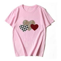 Žene vrhovi - orez kratki rukav zaljubljeni zaljubljeni crtani printuje porodica vrhunska majica ružičasta