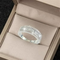 Xinqinghao dvostruki redovi puni dijamantni prsten dijamantski kvadratni prsten za rhinestone Elegantne