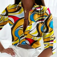 Ženska majica s dugim rukavima OL Radni rever-up vrhovi za ispis majica za bluze