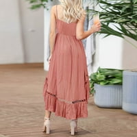 Honeeladyy modne žene Ljeto Ležerne prilike, print V-izrez Camis bez rukava s rukavima s dugim haljinama