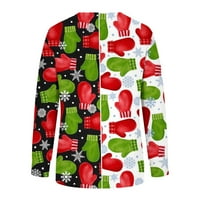Cotonie Božićni pulover za žene ružni Santa tiskani dugim rukavima okrugli vrat dukseri modni ležerni