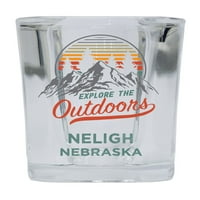 Neligh Nebraska Istražite otvoreni suvenir Square Square Bany alkohol Staklo 4-pakovanje