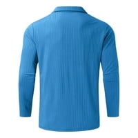 Plave muške polo košulje muške ležerne jesenske prugaste tkanine majica zatvarač Okrenite majicu dugih