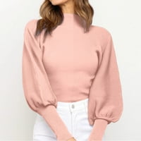 CAICJ džemperi za žene Ženske visoki ovratnik čvrste boje dugih rukava pulover Duks pletene debele ležerne