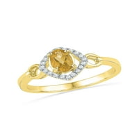 Jewels 10kt Yellow Gold Womens Ovalni laboratorijski kreiran Citrine Solitaire Diamond Ring CTTW