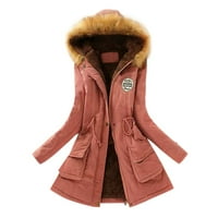 Dyfzdhu zimski kaputi za žene topla kašmirska jakna s kapuljačom Slim Fit Outerwear plus veličina