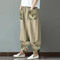 Tking modne ženske hlače moda retro casual labava punjača širine noge sa džepovima sa džepovima hlače