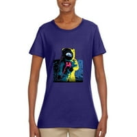 Divlji bobby, šareni kosmički neon astronaut lunar Spaceman Moon Galaxy, moda, žene grafički tee, ljubičasta,
