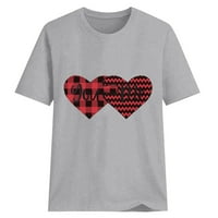 Ženske majice Slatka plairana Ljubavna srčana uzorak Ispis kratkih rukava Crewneck Grafičke teže Lagani