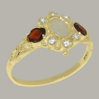 Britanci napravio je 10k žuto zlato istinski prirodni Opal Garnet Cubic cirkonijski ženski prsten izjave