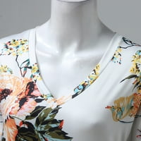 Puawkoer žene modne tiskanje kratkih rukava V izrez T majica bluza vrhovi ženskih vrhova xl bijela