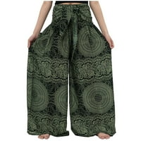 Duge hlače za žene modne žene ljetni luk casual labavi visoki struk nabori širokim tiskarskim pantalonima