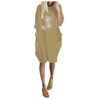 Haljine za žene s dugim rukavima tiskanje digitalne rupe okrugli izrez Maxi Loose Fit Y2K modni elegantni