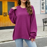 Ženski ležerni džemper okrugli vrat dugih rukava, pulover pulover Pullover Purple Size L l
