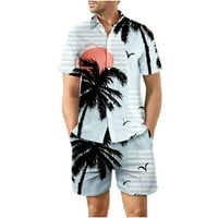 Muške havajske majice casual gumb niz majice kratkih rukava postavljene kratke hlače od plaže tropske