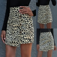 Ženske mini suknje za žene Trendy Dame Fashion Sexy Leopard Print High Squik torba Hip suknja A-line