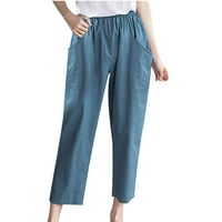 Utoimkio Clearence Capri yoga hlače za ženske hlače od solidne boje labave ležerne dvostruke džepove