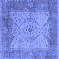 Ahgly Company Machine Persible Povjerene četvrtastog orijentalne plave Tradicionalne prostirke, 4 'kvadrat