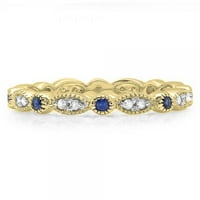 DazzlingRock kolekcija 10k okrugli plavi safirni i bijeli dijamantski godišnjica vjenčani prsten za