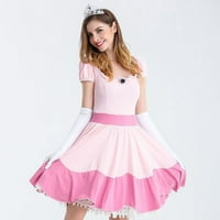 Princeza zasebne haljine Ženski cosplay kvadratni vrat duha kratki rukav ružičasta ružičasta slatka