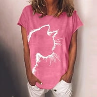 Ženski odobrenje ispod $ Plus size Ženski kratki rukav 3D tiskani O-izrez The The Majica Bluza Pink