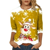 Košulje za žene Ležerne priliketi Christmas Cadright troje četvrtina rukava okrugli vrat Ženske majice